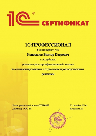 1С:Профессионал по специализированным и отраслевым производственным решениям
