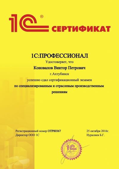 1С:Профессионал по специализированным и отраслевым производственным решениям